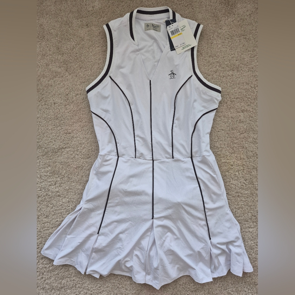 Original Penguin White Mini Dress with Black Trim